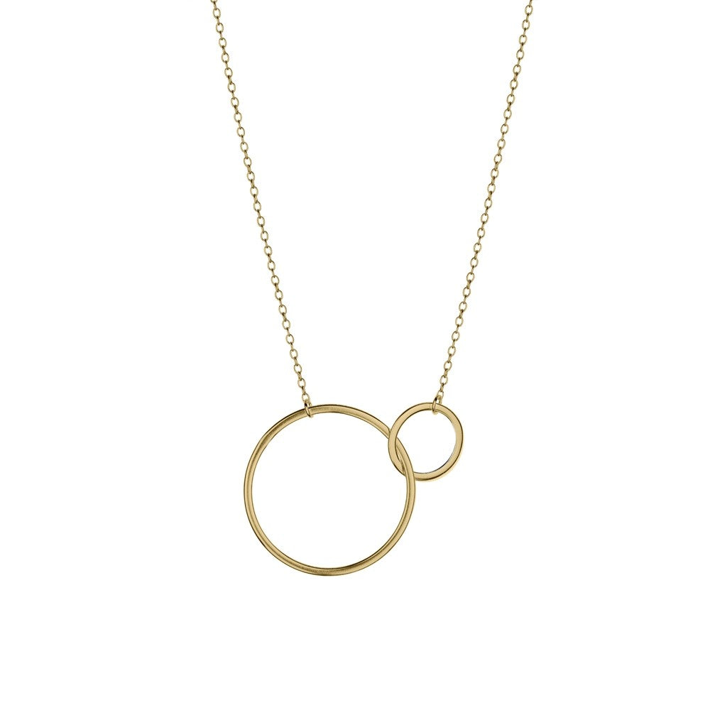 Sterling Silver Yellow Gold Plated Double Circle Necklace - 3 Colours 