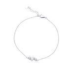 Sterling Silver Gold Plated Fine Chain Bracelet with Tri Style Cubic Zirconias