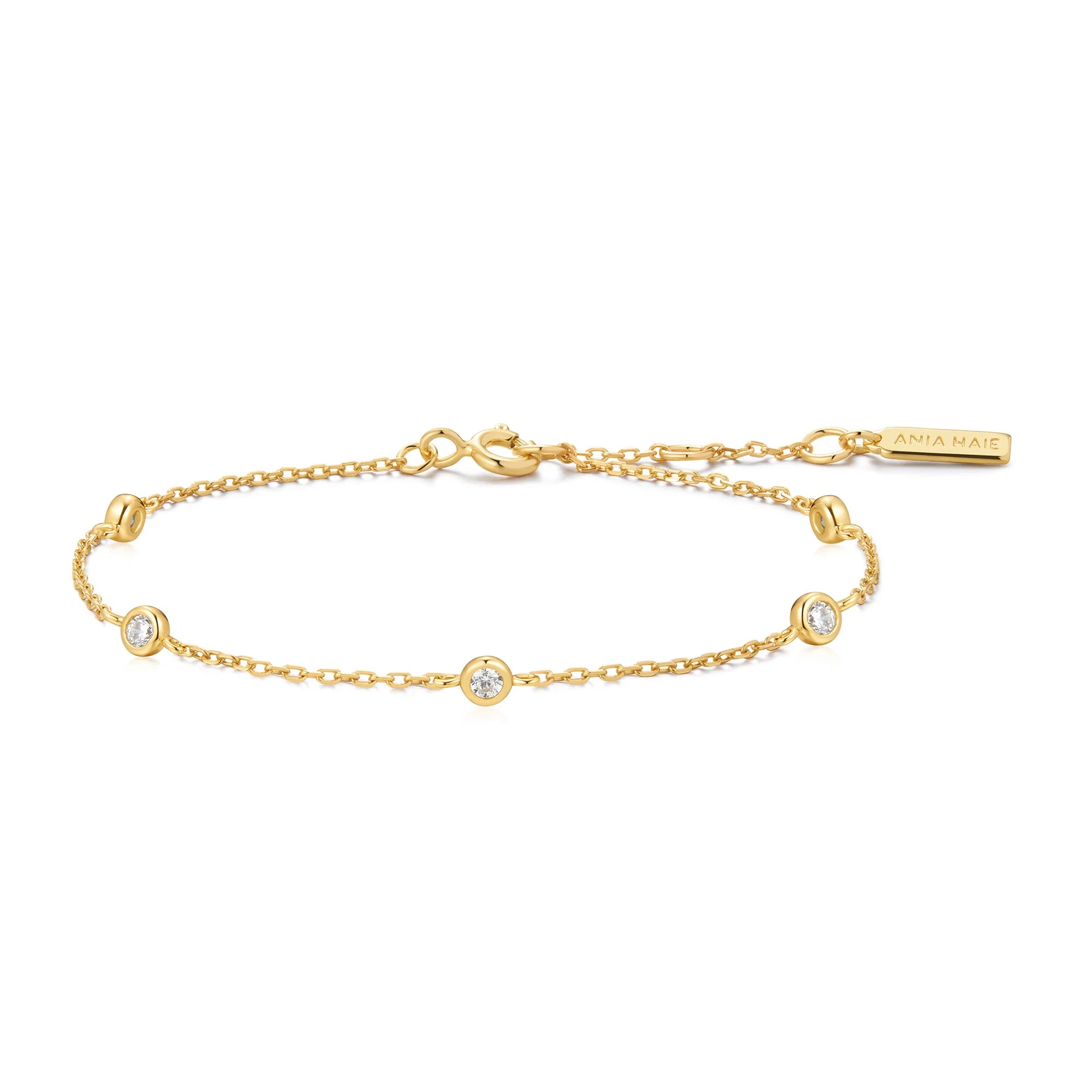 Yellow Gold Bezel Set Cubic Zirconia Alternating Bracelet