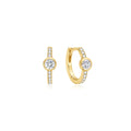 Sterling Silver Plated Pavé Row & Bezel-Set Huggie Hoop Earrings