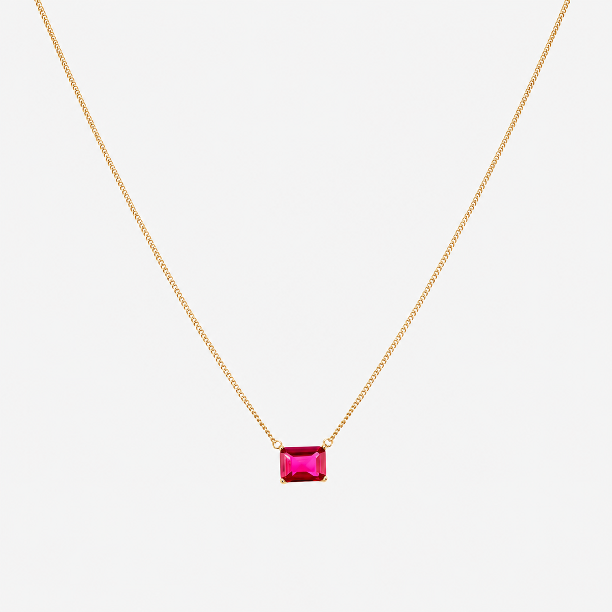 Sterling Silver Yellow Gold-Plated Emerald Cut Stone Pendants