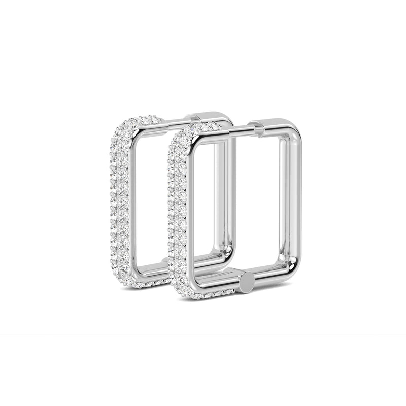 Square Diamond Hoop Earrings - 2 Colours