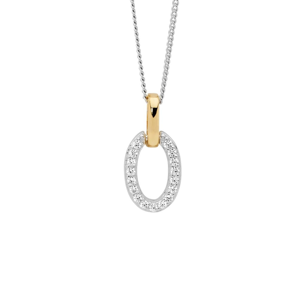 Oval Cubic Zirconia Pendant with Coloured Bale - 3 Colours