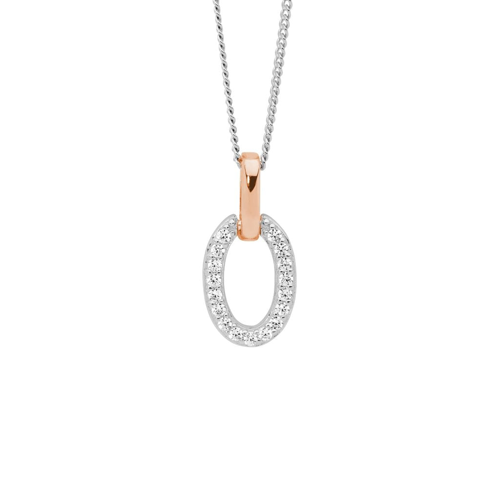 Oval Cubic Zirconia Pendant with Coloured Bale - 3 Colours