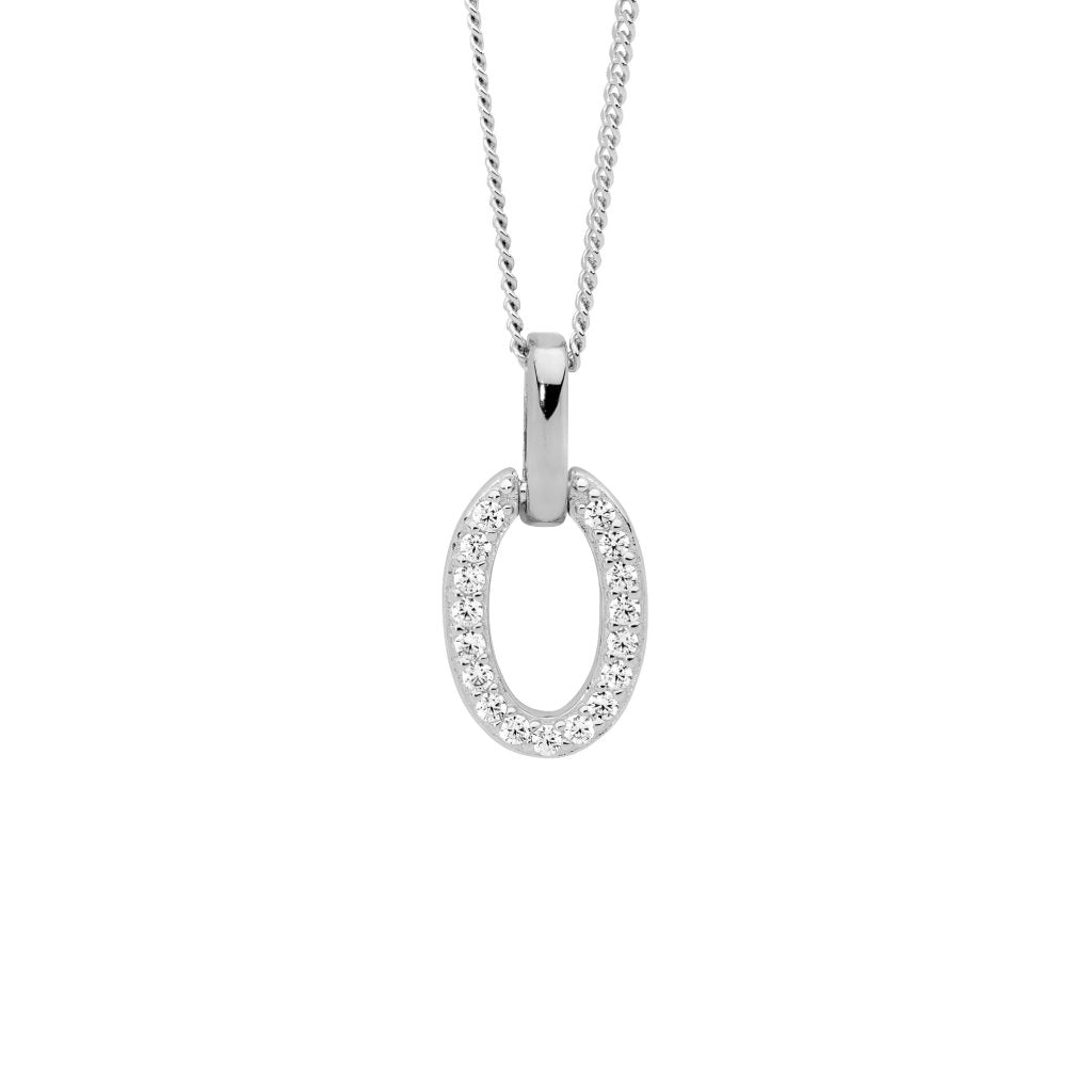 Oval Cubic Zirconia Pendant with Coloured Bale - 3 Colours