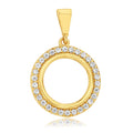 9ct Yellow/White Gold Open Circle Pendant with a Cubic Zirconia boarder