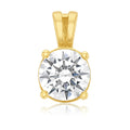 9ct Yellow Gold 6.2mm Round Cubic Zirconia with 4 Claw Setting Pendant
