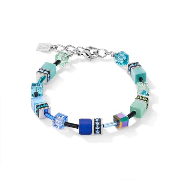 Coeur De Lion Geo Cube Bright Blue & Green Bracelet