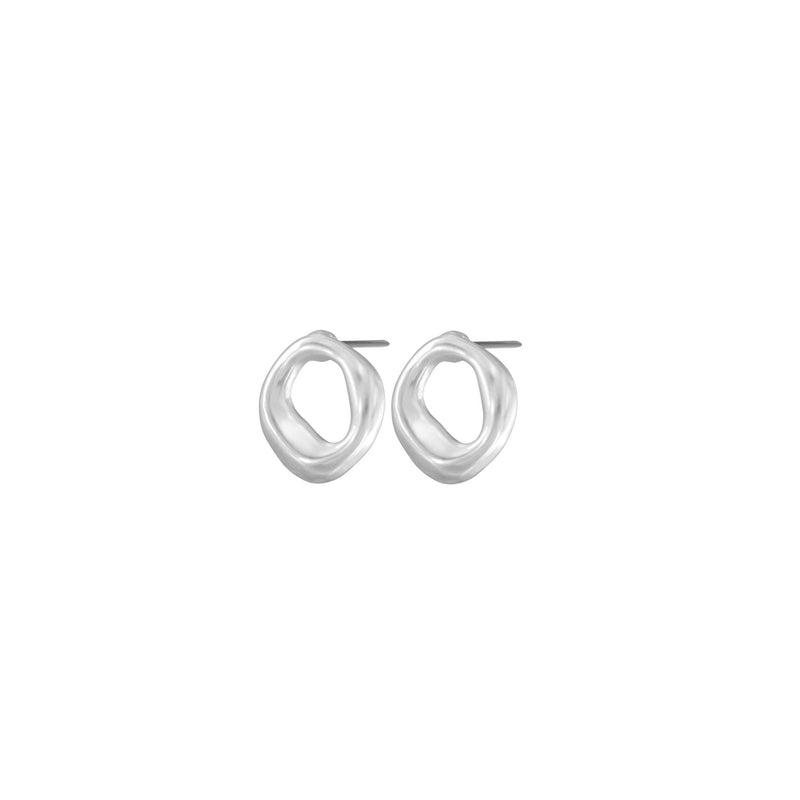 Yellow Gold Plated Polished Abstract Circle Studs - 2 Colours