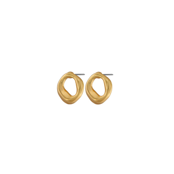 Yellow Gold Plated Polished Abstract Circle Studs - 2 Colours