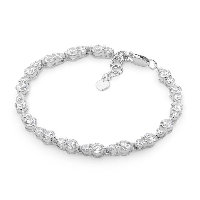 Sterling Silver Claw Set Cubic Zirconia Bracelet with Extension