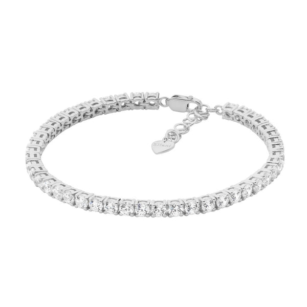 Sterling Silver Round Brilliant Cubic Zirconia Claw Set Bracelet with Extension