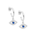 Silver Drop Evil Eye Earrings- 2 Colours