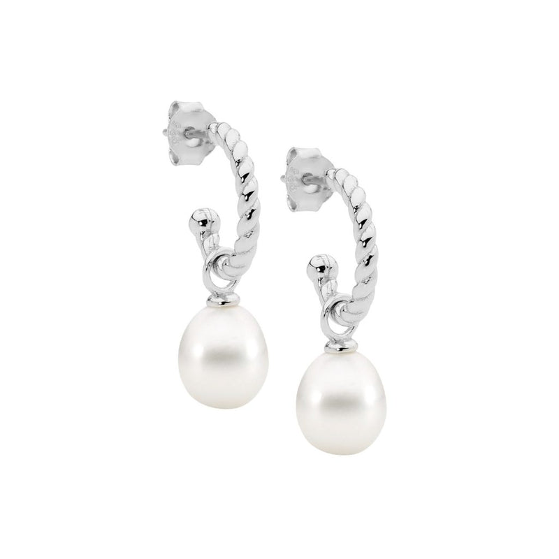 Silver Twist Pearl Drop Earrings-3 Colours