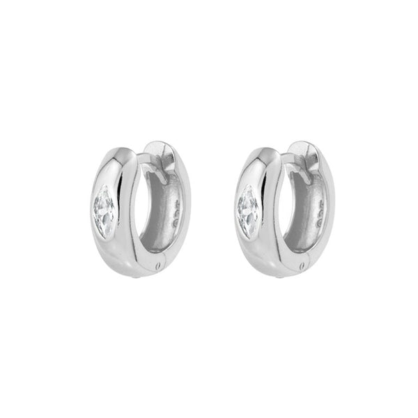 Silver Marquoise Stone Hoops- 2 Colours
