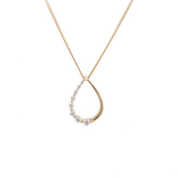 9ct Yellow Gold Tear Drop Diamond Pendant