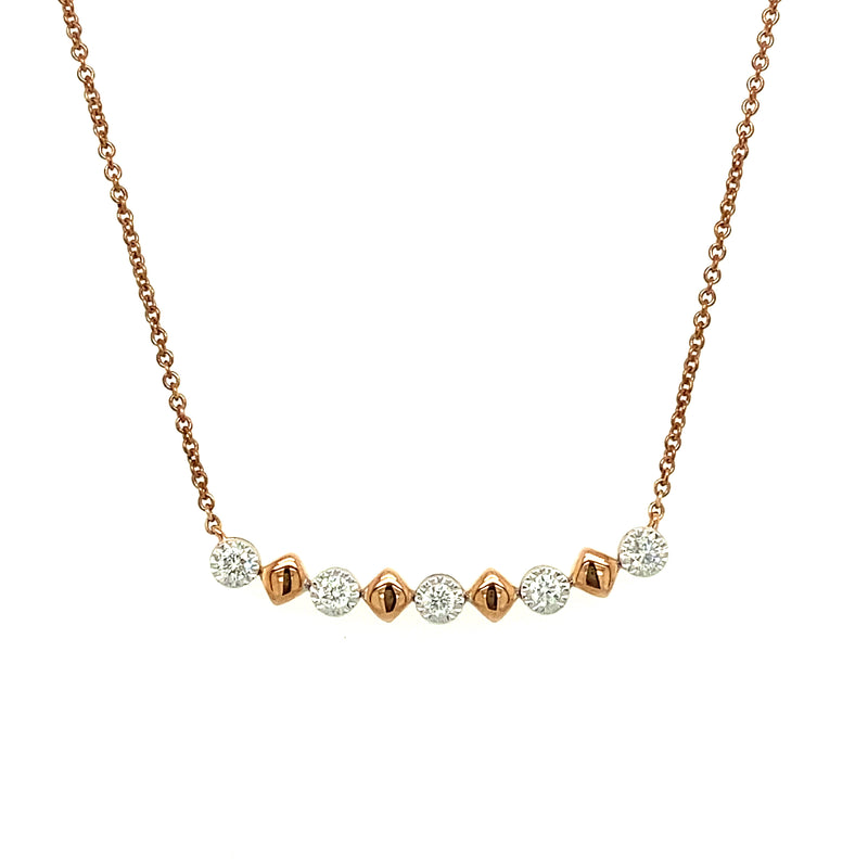 9ct Rose Gold and Diamond Bar Necklace