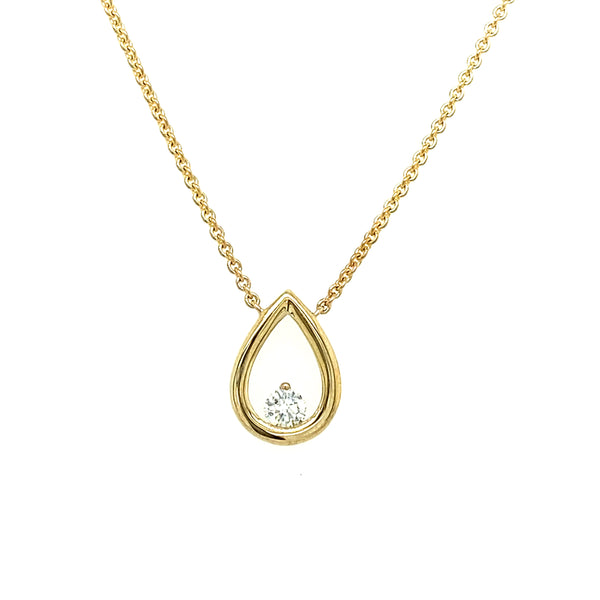 9ct Yellow Gold Open Pear Shape with Diamond Pendant