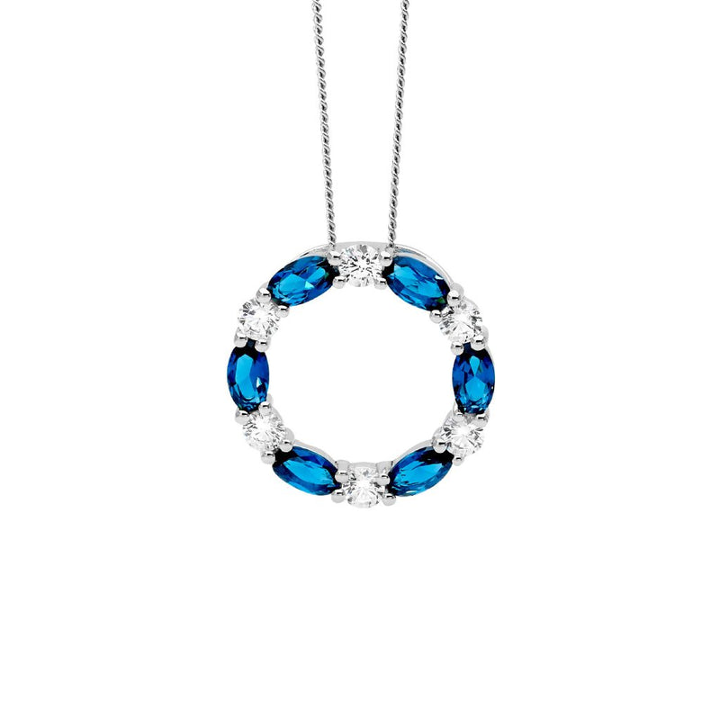 Silver Blue & Clear Cz Necklace