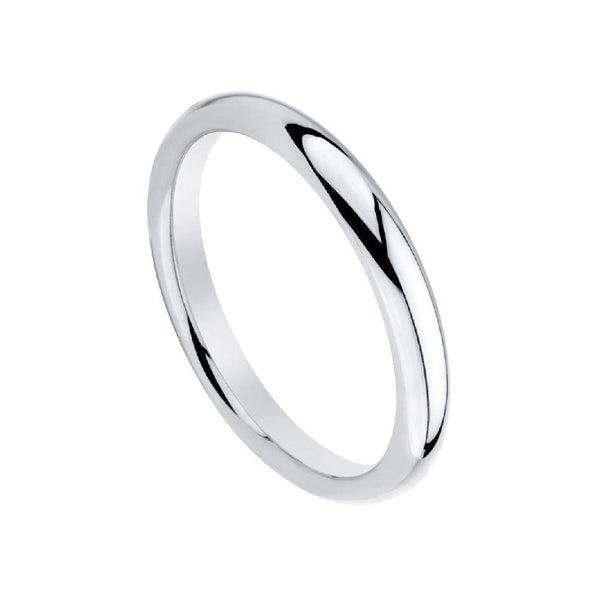Sterling Silver 3mm Plain Domed Band Ring 
