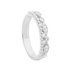Sterling Silver Double Row Bubble Band and Cubic Zirconia Set Ring