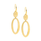 Stainless Steel Yellow IP Plate Hammered Set Abstract Drop Earrings