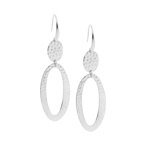 Stainless Steel Hammered Set Abstract Drop Earrings