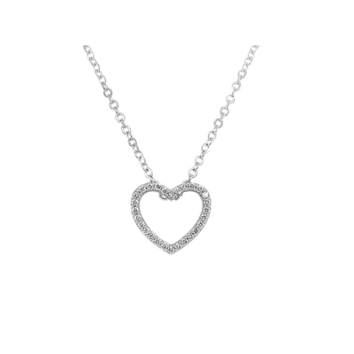 9ct White Gold Diamond Heart Shaped Pendant