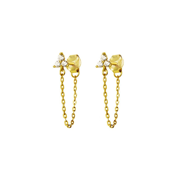 Gold Plated CZ Trendy Chain Earrings
