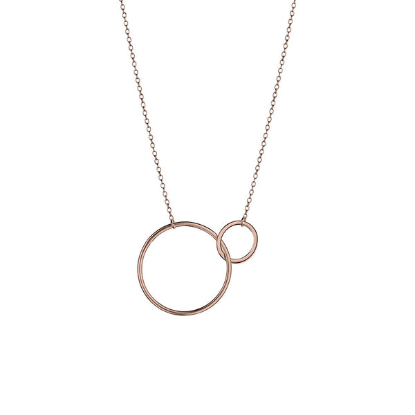 Sterling Silver Yellow Gold Plated Double Circle Necklace - 3 Colours