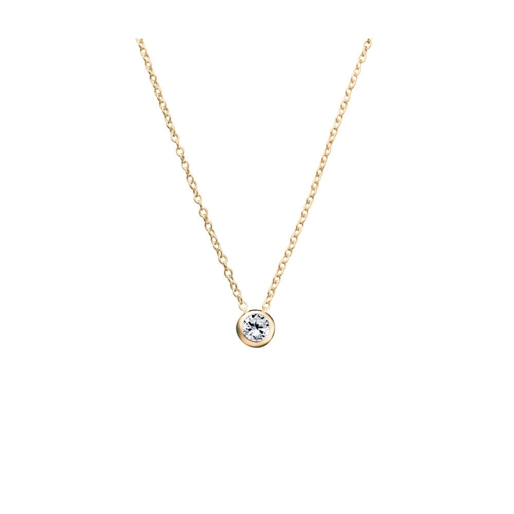 Sterling Silver Rose Gold Plated Necklace with bezel set CZ pendant- 3 Colours