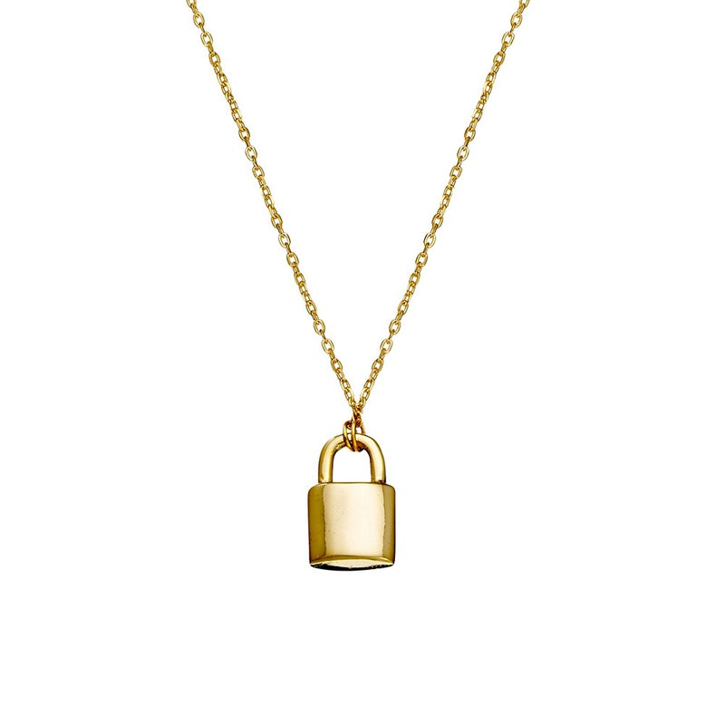 Sterling Silver Yellow Gold Plated Necklace with Padlock Pendant-2 Colours