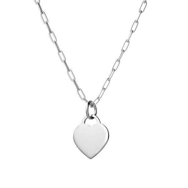 Sterling Silver Flat Heart Necklace