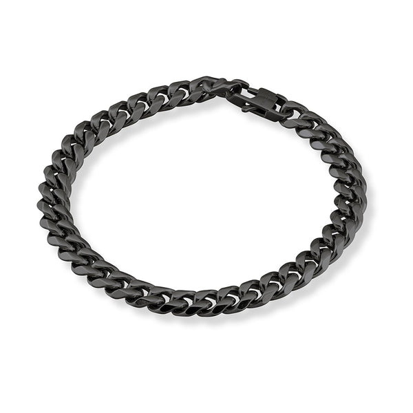Gents Stainless Steel Black Curb Bracelet-4 Colours