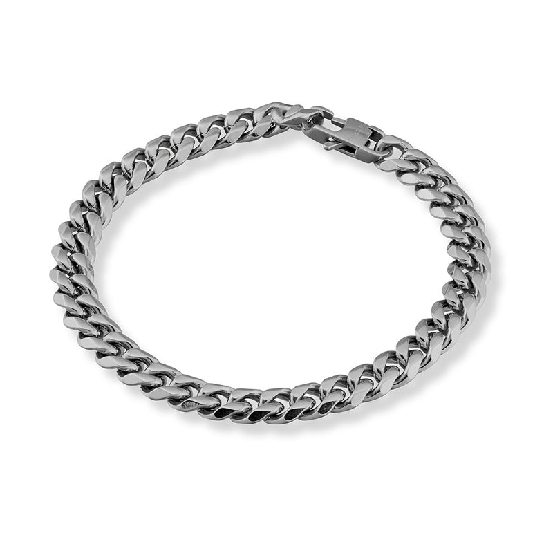 Gents Stainless Steel Black Curb Bracelet-4 Colours